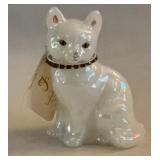 Fenton Iridescent Cat Figurine May 1992 Signed