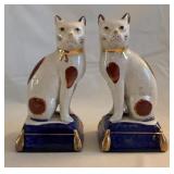 Pair FF Japan Crackle Glaze Cat Figurines