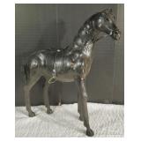 Vintage Leather-Wrapped Horse Statue