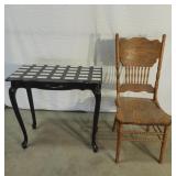 Vintage Oak  Pressback Chair and Wooden Desk