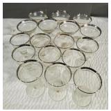 Silver Trim Wine Glasses And Champagne Glasses