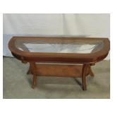 Carved Cherry Glass Top Console Table