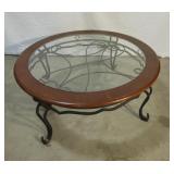 Round Cherry Glass Top Coffee Table