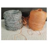 Large Spool of Hay Twine and Barbed Wire