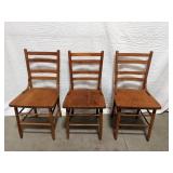 Three Vintage Shaker-style Wooden Chairs