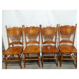 Four Pressed Back Oak Chairs