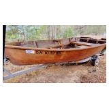 Handmade Wooden V-Hull River Boat