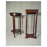 Two Lamp Tables with Green Marble Tops