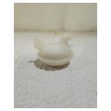 Vintage Milk Glass Hen Butter Dish