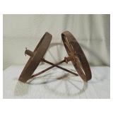 Two Vintage Cast Iron Wheelbarrow Wheels