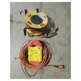 Three Extension Cords & Retractable Cord Wheel