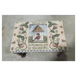 Vintage Foot Rest with Cross Stitched Upholstery
