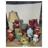 Assorted Vases & Two Lamps