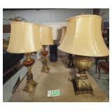 Two Sets of Matching Lamps & One Blue Lamp
