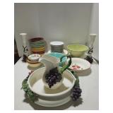 Matching Pitcher, Bowl and Candlesticks & More