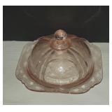 Vtg Pink Depression Glass Butter Dish