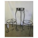 Three Vintage Wrought Iron Flower Pot Raisers