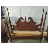 Vintage Chippendale Style Wooden Queen Bed Frame
