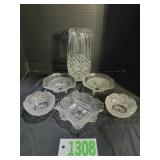 Pressed Glass Candy Bowls & Vase