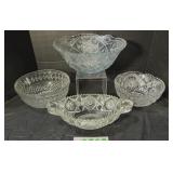 Vintage Decorative Pressed Glass Serving Bowls