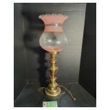 Vintage Brass Hurricane Parlor Lamp