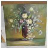 Floral Canvas on Wire Hanger