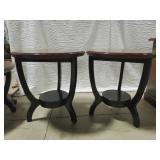 Matching Wooden Art Deco End Tables