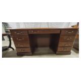 Vintage Wooden Double Pedestal Executive Desk