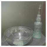 Decorative Olive Oil Dispenser & Glass Bowls