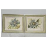 Pair of Floral Prints in Wooden Frames