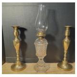 Brass Candle Holders & Crystal Oil Burner