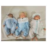 Three Vintage Collectible Realistic Baby Dolls