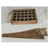 Vintage Coca-Cola Wooden Bottle Crate and Saw