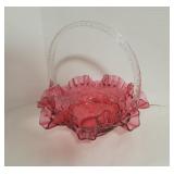 Vintage Fenton Cranberry Basket