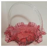 Vintage Fenton Cranberry Basket