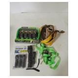 Assorted Ratchet Straps ans Flashlights