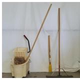 Rolling Mop Bucket, Floor Squeegee & Handle