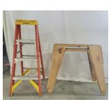 Werner Step Ladder and Wooden Sawhorse