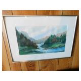Mountain Scene Framed Picture    15 x 22