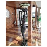 Standing mermaid with tiffany style lamp shade  7H