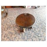 Round Wooden Coffee Table / Glass Top / Rollers