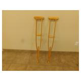 Adjustable wooden crutches
