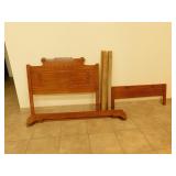 Double antique wooden bed and frame set