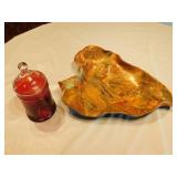 Pottery Dish / Red Cannister Dish