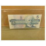 1986 Canadian Five Dollar Bank Note
