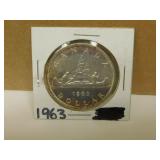 1963 Canadian Silver One Dollar Coin