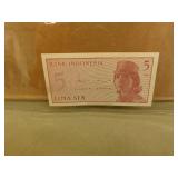 1964 Bank Of Indonesia 5 Lima Sen Bank Note