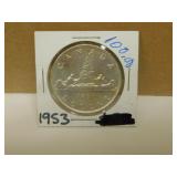 1953 Canadian Silver One Dollar Coin