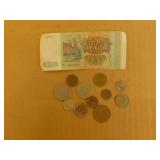 11 Collectible Russian Coins -1 Bank Note