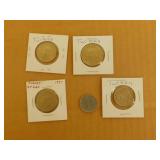5 Collectible Turkish Coins - Various years